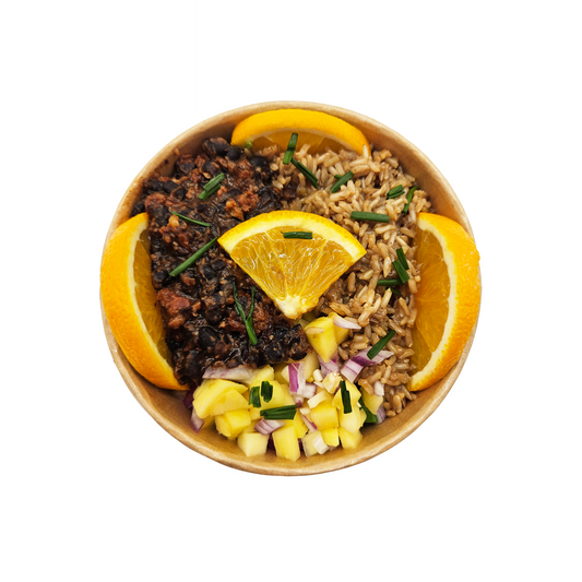 Brazilian Rice and Beans with Mango Salsa