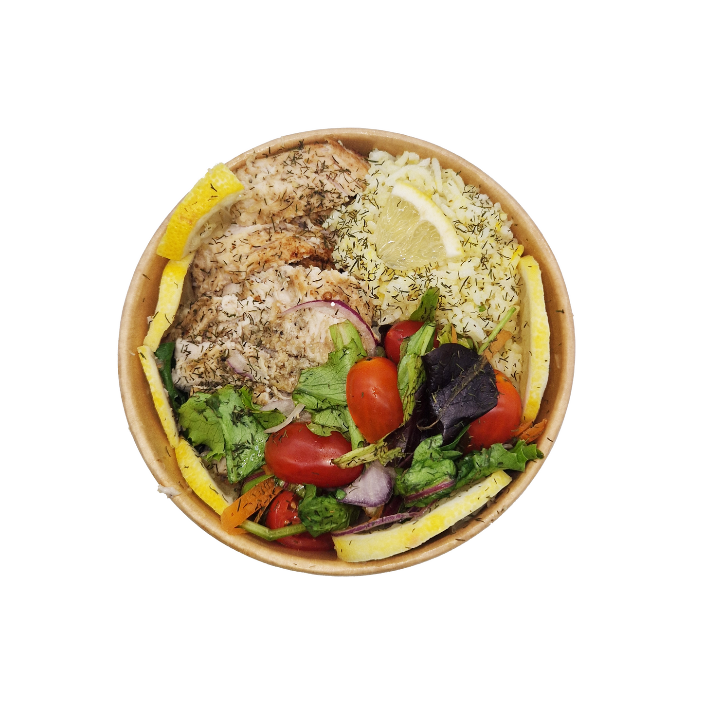 Garlic Lemon Chicken with Lemon Rice and Mixed Salad