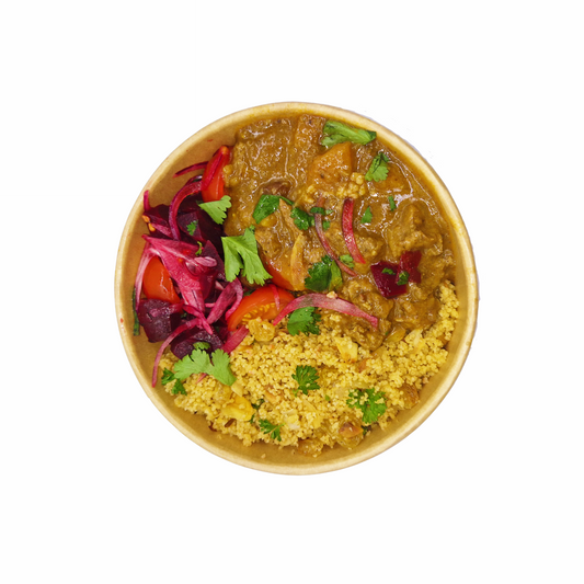 Lamb Tagine with Couscous and Tomato and Cucumber salad