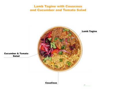 Lamb Tagine with Couscous and Tomato and Cucumber salad