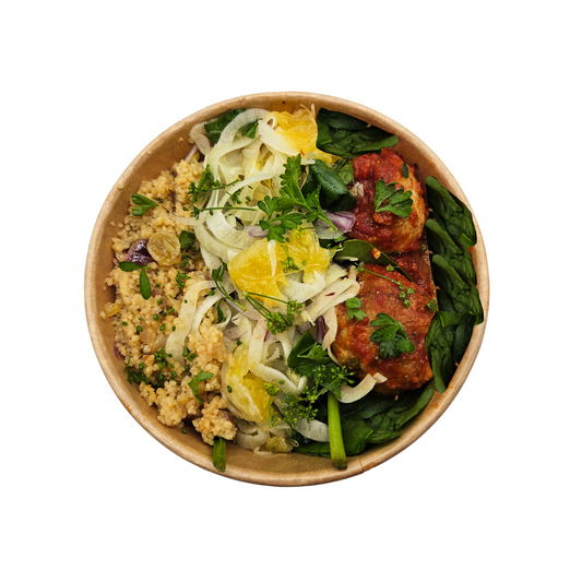 Moroccan Turkey Meatballs, Couscous and Orange & Fennel Salad