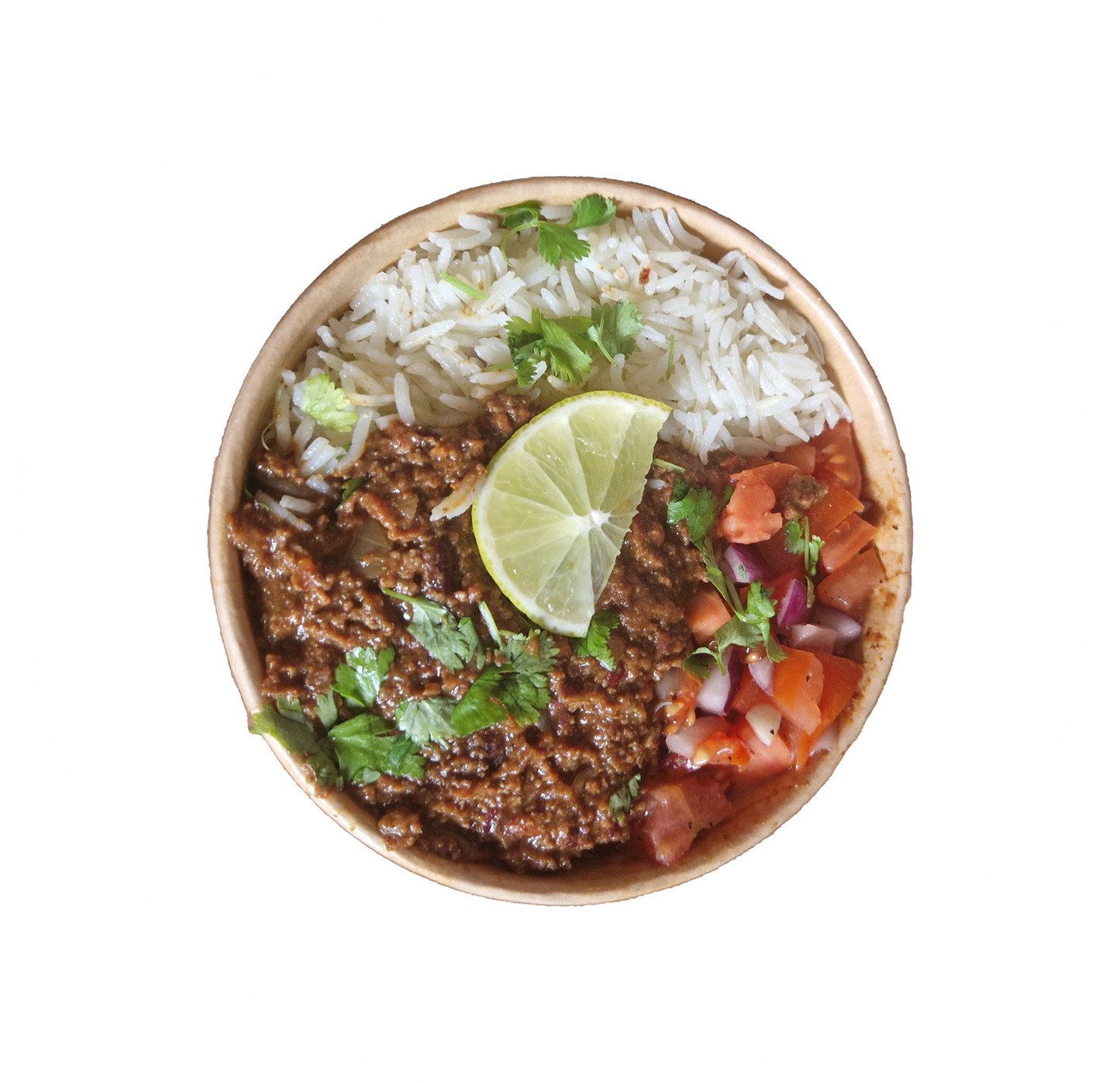 Chilli con Carne with Onion Rice and Tomato Salsa
